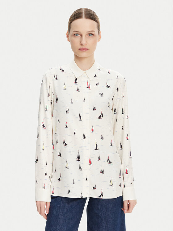 Tommy Hilfiger Tommy Hilfiger Cămașă WW0WW44036 Écru Relaxed Fit