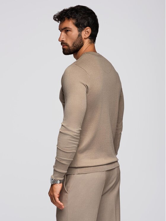 Ombre Ombre Sweter OM-SWBS-0106 Beżowy Regular Fit