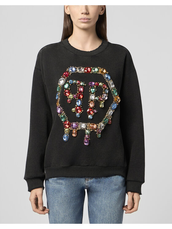 PHILIPP PLEIN PHILIPP PLEIN Bluza 30528 Czarny Regular Fit
