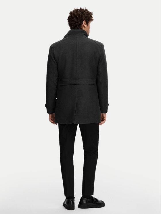 Selected Homme Selected Homme Płaszcz wełniany 16094322 Czarny Regular Fit
