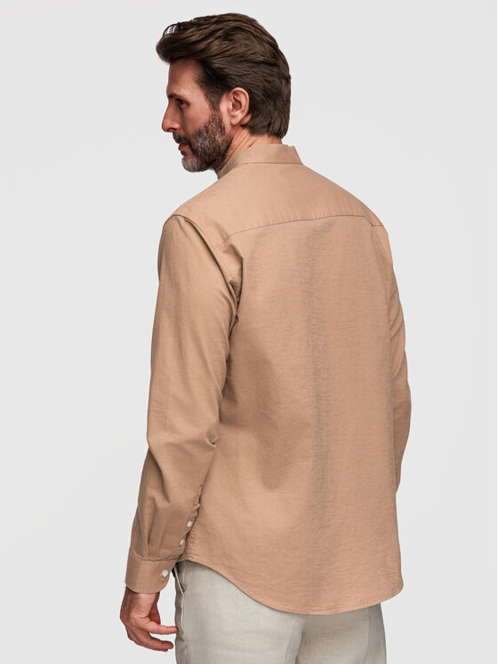 Ombre Ombre Koszula K704 Brązowy Regular Fit