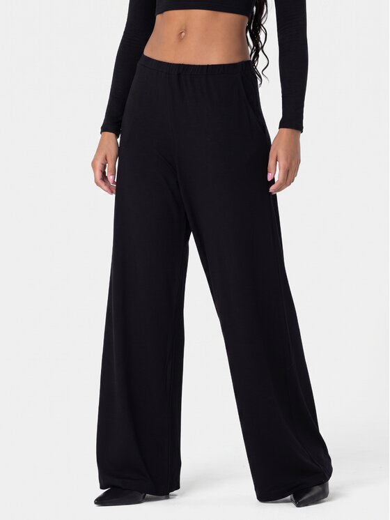 BASICLO BASICLO Spodnie materiałowe W-2173 Czarny Loose Fit