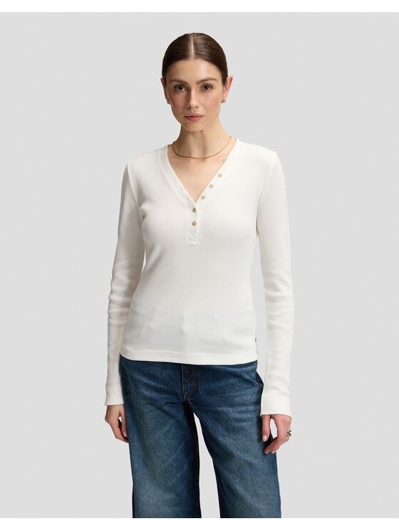 Lee Lee Koszula LS WAFFLE HENLEY Biały Slim Fit
