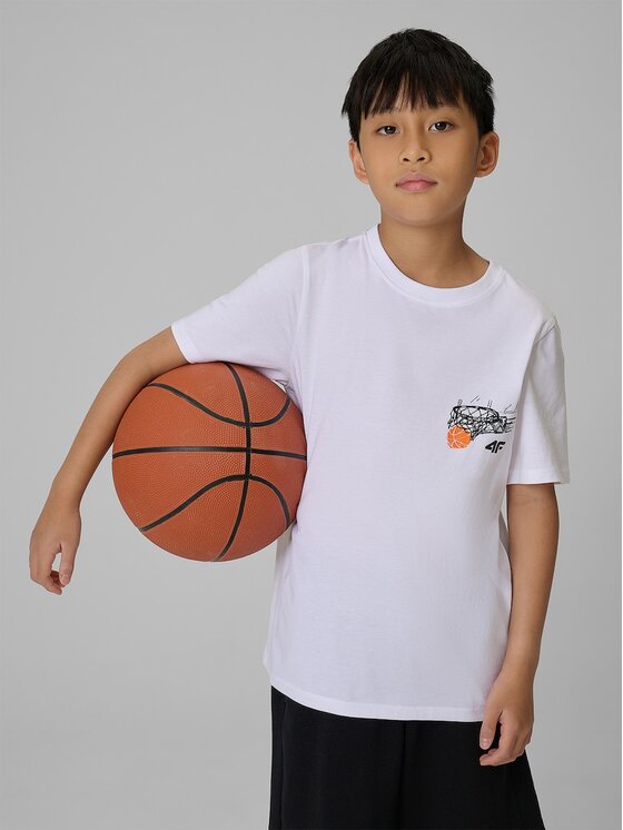 4F 4F T-Shirt 4FJRAW26TTSHM4343-10S Biały Regular Fit
