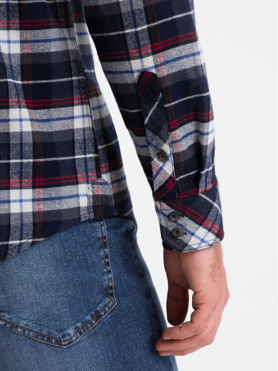 Ombre Ombre Košile OM-SHCS-0149 Tmavomodrá Slim Fit