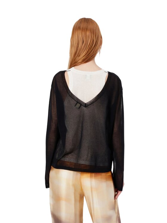 PINKO PINKO Sweter Martin maglia cotton crepe Czarny Regular Fit