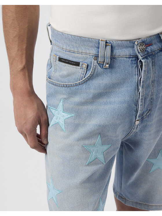 PHILIPP PLEIN PHILIPP PLEIN Szorty jeansowe 30265 Niebieski Regular Fit