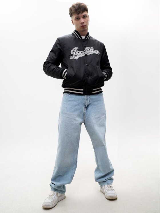 Jigga Wear Jigga Wear Kurtka bomber Baseball College School na napy 125735 Czarny Regular Fit