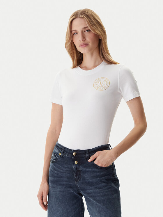 Versace Jeans Couture Versace Jeans Couture Tricou 79HAHT01 CJ03T Alb Regular Fit