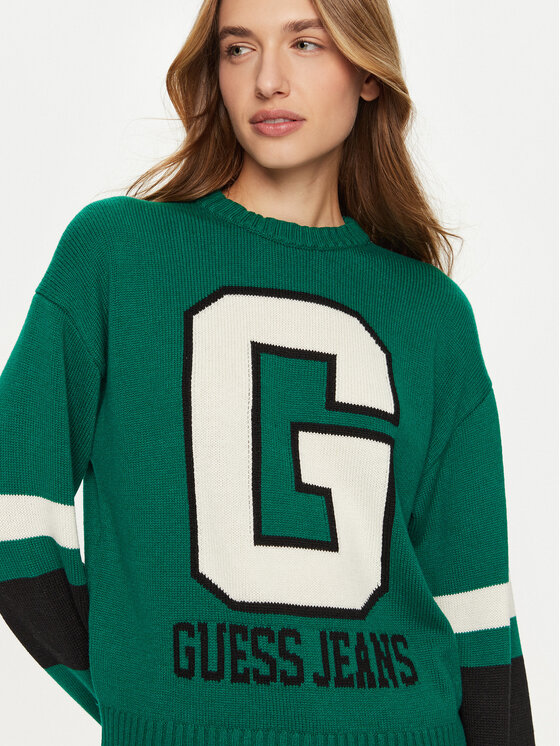 Guess Jeans Guess Jeans Džemper W4BR11 Z3HN2 Zelena Regular Fit
