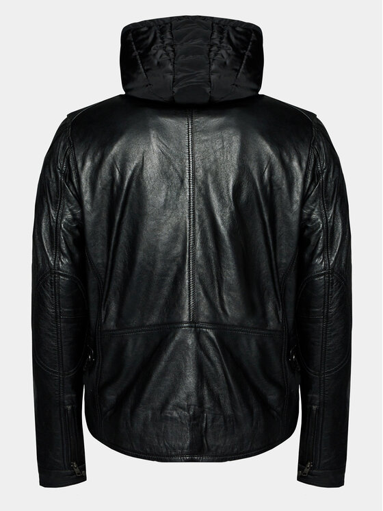 Serge Pariente Serge Pariente Kožená bunda Chic Hood Čierna Slim Fit