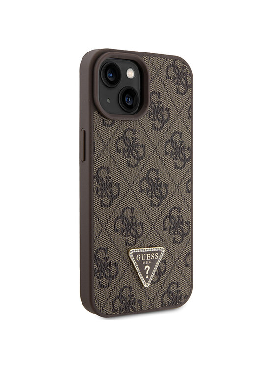 Guess Guess Etui na telefon iPhone 15 Brązowy