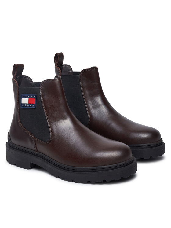 Tommy Jeans Tommy Jeans Gležnjarji Chelsea Tjm Leather Chelsea Boot EM0EM01448 Rjava