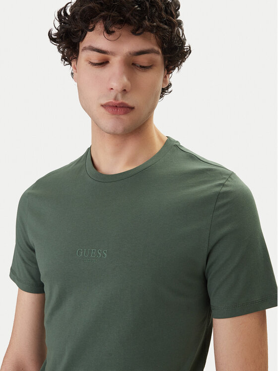 Guess Guess Tričko M2YI72 I3Z14 Zelená Slim Fit