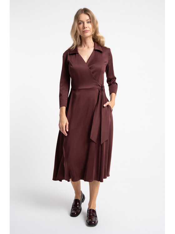 CLICK CLICK Φόρεμα καθημερινό 60-6037 Μπορντό Relaxed Fit