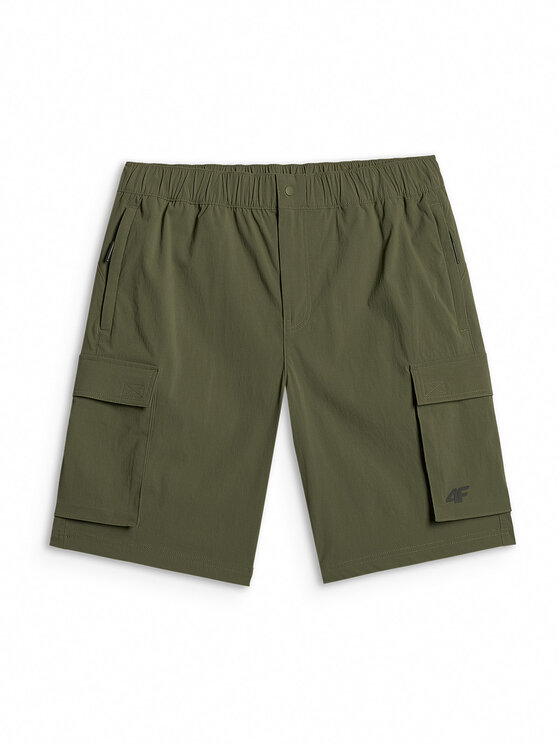 4F 4F Szorty materiałowe ESSENTIAL Khaki Regular Fit