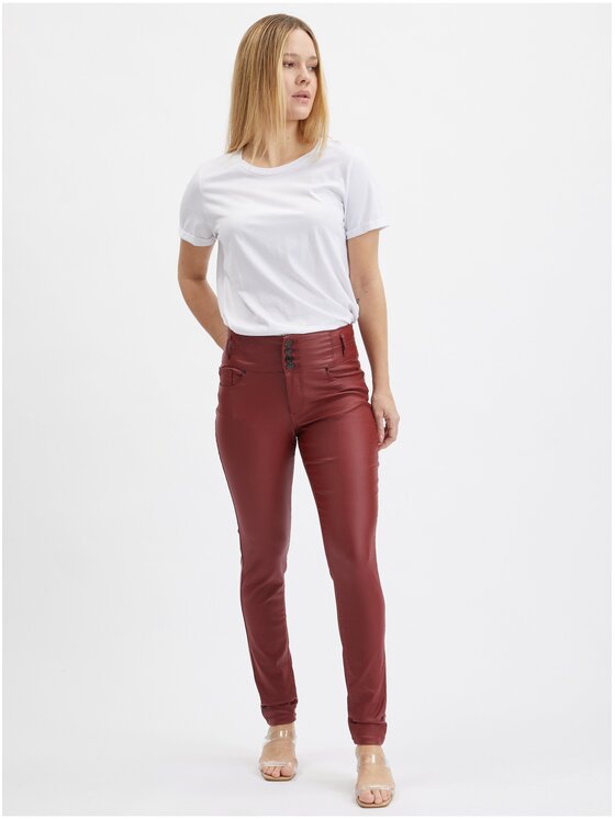 Orsay Orsay Spodnie damskie 319261-395000__42 Bordowy Skinny Fit