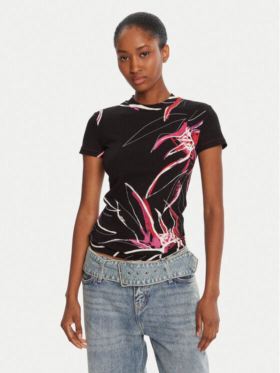 Desigual Desigual Tricou Lala 25WWTK16 Negru Regular Fit