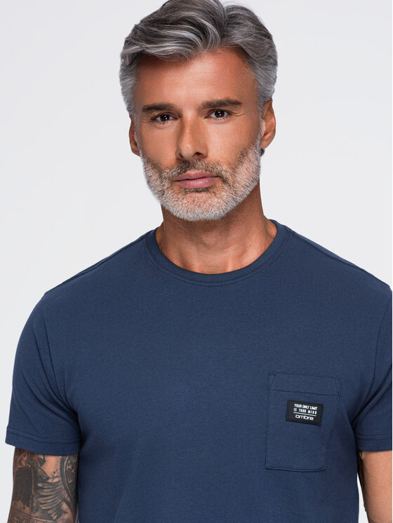 Ombre Ombre T-Shirt OM-TSCT-0305 Granatowy Regular Fit