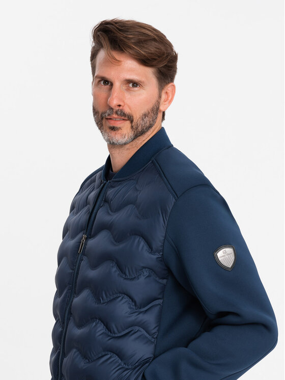Ombre Ombre Kurtka bomber OM-JALP-0141 Granatowy Regular Fit