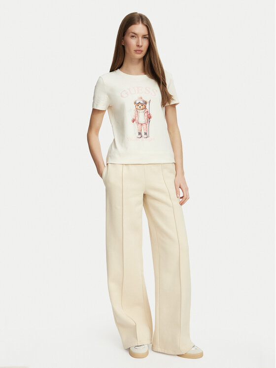 Guess Guess Tričko V6BI19 K6749 Krémová Regular Fit