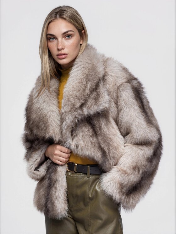 Ombre Ombre Kožešina OW-FR-E0004 Šedá Oversize