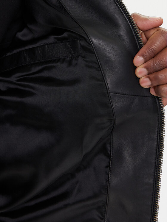 BOSS BOSS Lederjacke Johice 50543505 Schwarz Regular Fit