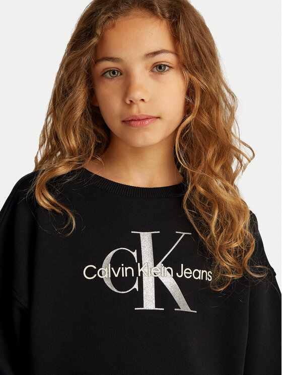 Calvin Klein Jeans Calvin Klein Jeans Bluza Glitter Monologo IG0IG02823 D Czarny Boxy Fit