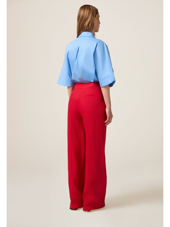 Oltre Oltre Spodnie materiałowe P014R008438N016 Czerwony Baggy Fit