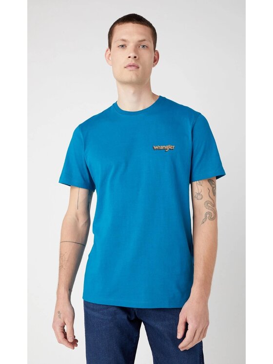 Wrangler Wrangler T-Shirt Graphic Logo Tee Niebieski Regular Fit