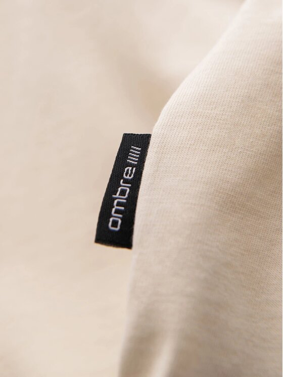 Ombre Ombre T-Shirt OM-TSPT-0228 Beżowy Regular Fit