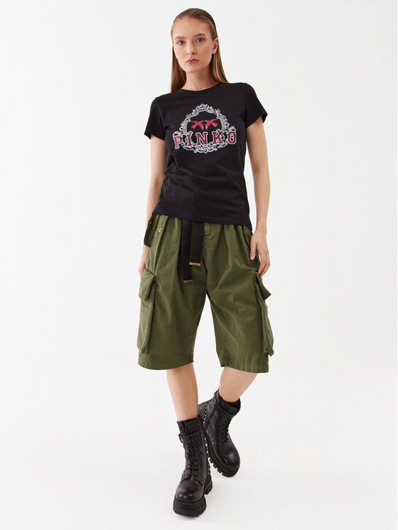 PINKO Pinko Szorty jeansowe Ronf 101978 A0D5 Khaki Regular Fit