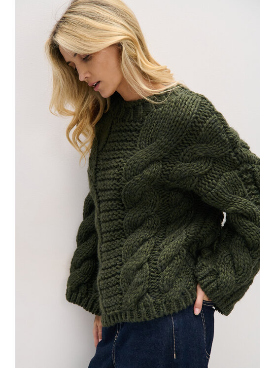 Fobya Fobya Sweter F780 Zielony Basic Fit