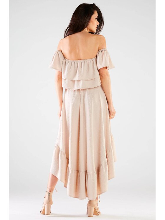 Awama Awama Bluzka A424 Beżowy Basic Fit