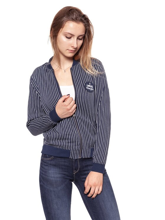 Wrangler Wrangler Kurtka damska STRIPES BOMBER Biały Regular Fit