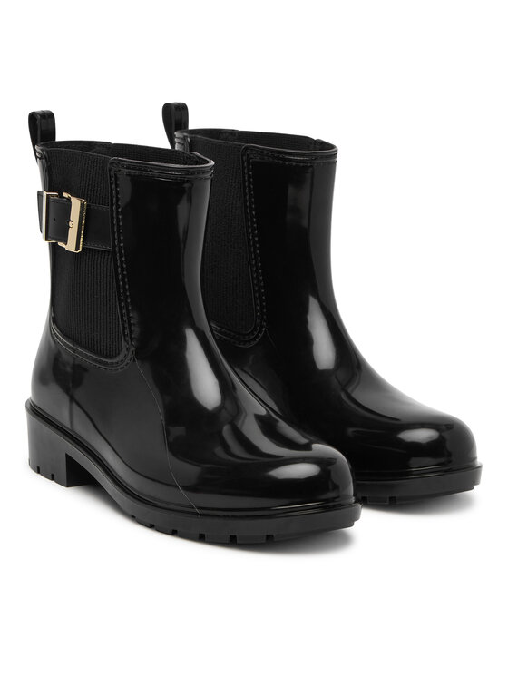Tommy Hilfiger Tommy Hilfiger Gummistiefel Th Buckle Glossy Ankle Rain Boot FW0FW09543 Schwarz