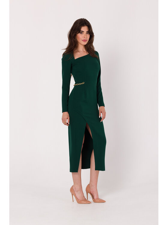 Makover Makover Každodenné šaty K178 Zelená Modern Fit