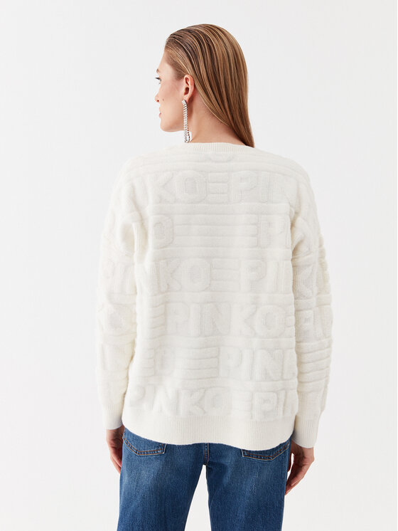 PINKO Pinko Sweter Barbone 101581 A117 Écru Relaxed Fit