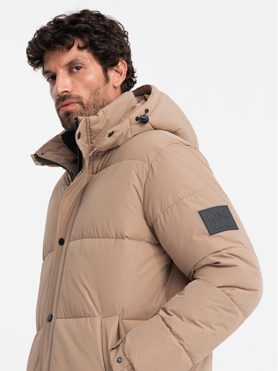 Ombre Ombre Kurtka puchowa OM-JALJ-0190 Beżowy Regular Fit
