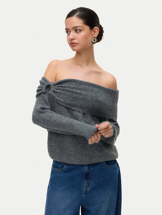 Vero Moda Pulover Lovely 10336698 Gri Regular Fit