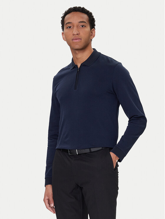 BOSS BOSS Тениска с яка и копчета H-Peduzzi 06 50549583 Тъмносин Regular Fit