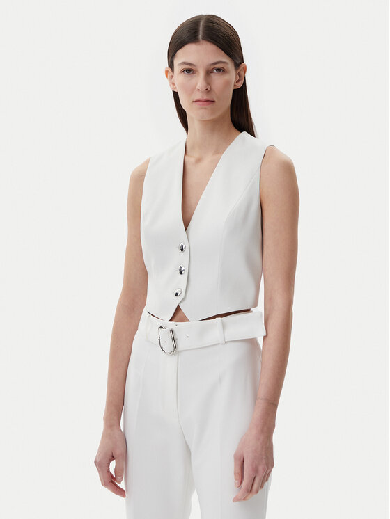 HUGO HUGO Елек 50537760 Бял Slim Fit