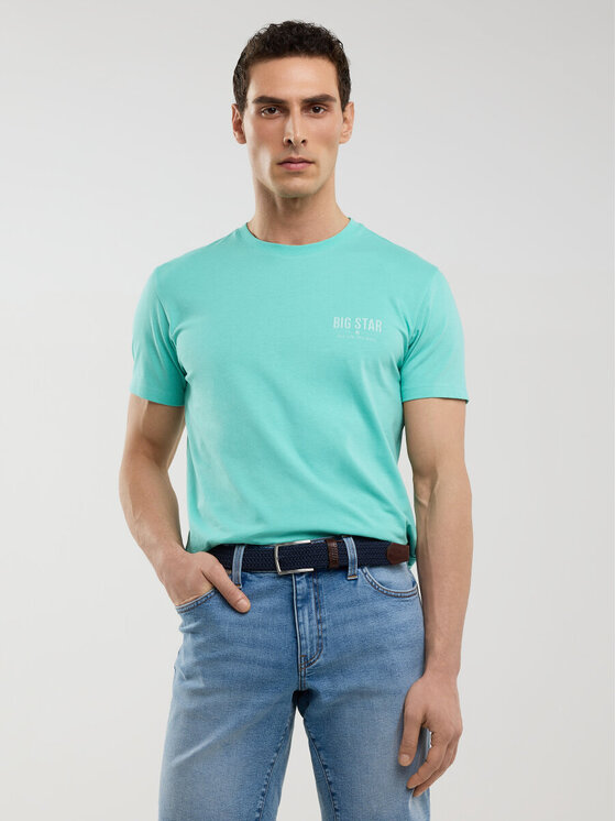 BIG STAR BIG STAR T-Shirt BRUNOMI_302_150 Turkusowy Basic Fit