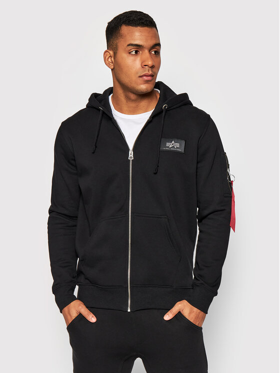 Alpha Industries Džemperis ar kapuci Back Print Zip 128342 Melns Regular  Fit | Modivo.lv
