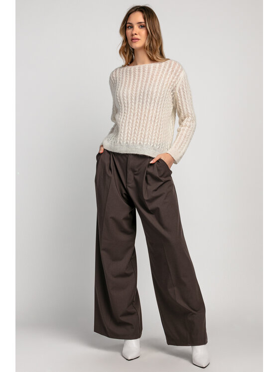 Fobya Fobya Sweter F1981 Écru Basic Fit