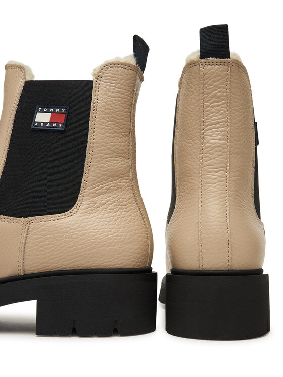 Tommy Jeans Tommy Jeans Členková obuv s elastickým prvkom Tjw Chelsea Boot Wl EN0EN02826 Écru