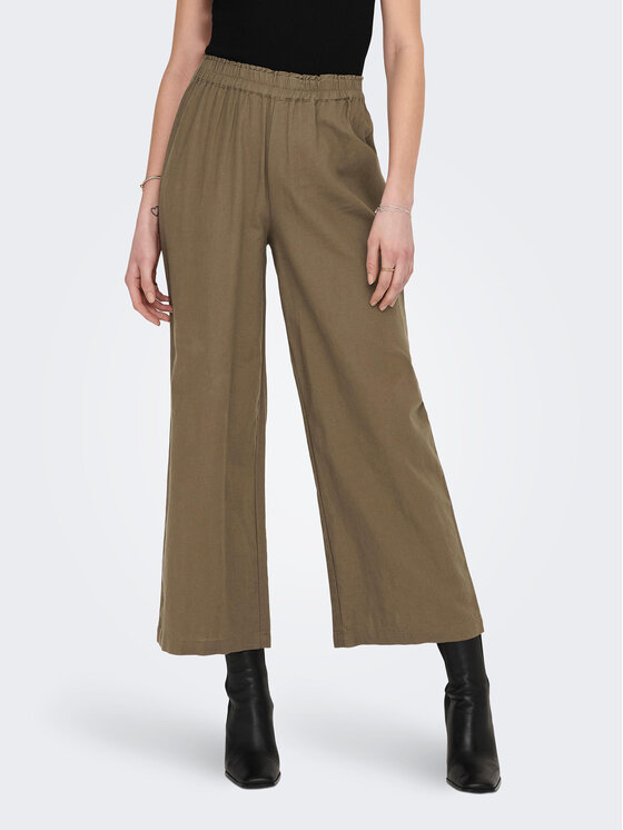 ONLY ONLY Kalhoty z materiálu Tokyo 15259590 Hnědá Straight Fit