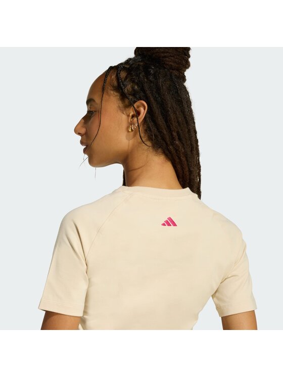 adidas adidas T-Shirt 162545 Beżowy Fitted Fit