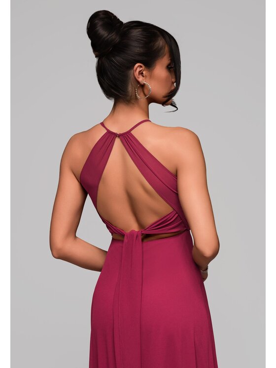 Ombre Ombre Sukienka wieczorowa LA-OM-DLR156 Czerwony Regular Fit