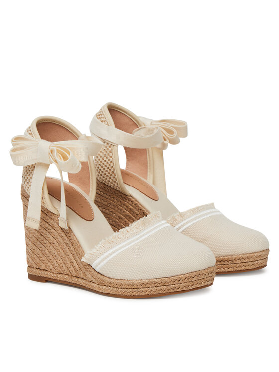 Tommy Hilfiger Tommy Hilfiger Espadrillas Fringe Canvas High Wedge FW0FW08878 Écru